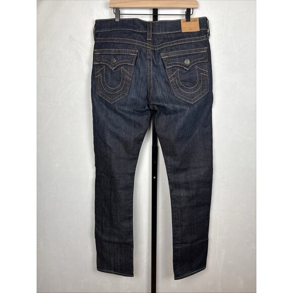 True Religion Geno Flap Relaxed Slim Fit Jeans Denim 34x34 Stretch Dark Wash - Picture 8 of 13